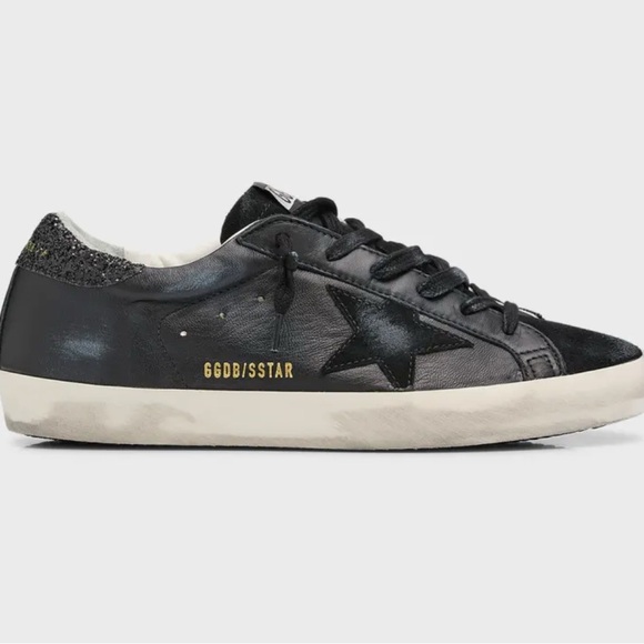 Golden Goose Women's Super Star Black Glitter Leather Sneakers US 10 EU 40 ⭐️🇮🇹 - Picture 1 of 12